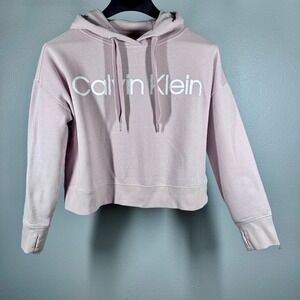 Calvin Klein Performance Womens Medium Pink Cropped Hoodie Logo Sweatshirt M